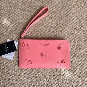 Kate Spade Coral Floral Wristlet